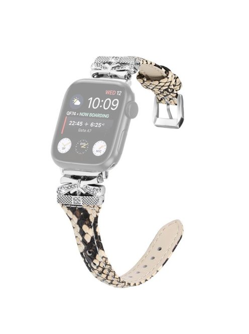 Silver Buckle Wrist Band for Apple Watch Series 10 46mm / Ultra 2 Ultra 49mm /  Series 9 8 7 45mm / 6 5 4 SE (2023) SE (2022) SE 44mm / 3 2 1 42mm - Snake Texture