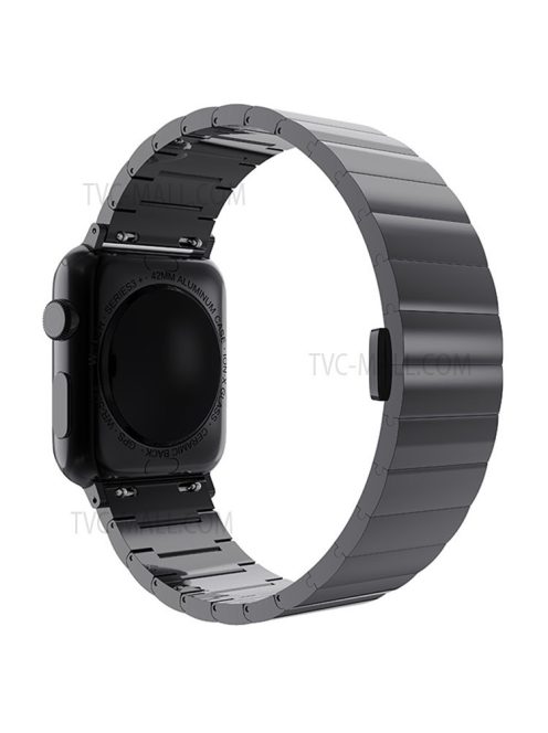 Smart Watch Band Metal Watch Strap Replacement for Apple Watch Series 10 46mm / Ultra 2 Ultra 49mm / 9 8 7 45mm / SE (2023) SE (2022) SE 6 5 4 44mm / 3 2 1 42mm - Black