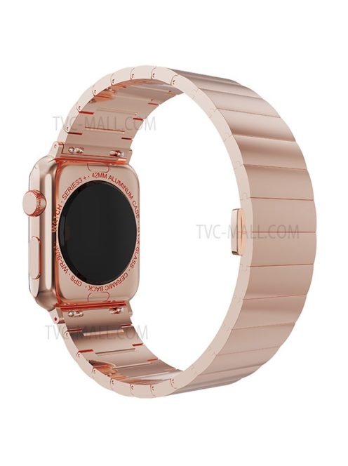 Smart Watch Band Metal Watch Strap Replacement for Apple Watch Series 10 46mm / Ultra 2 Ultra 49mm / 9 8 7 45mm / SE (2023) SE (2022) SE 6 5 4 44mm / 3 2 1 42mm - Rose Gold