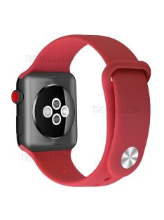   Snap Button Adjustment Silicone Watch Band Strap for Apple Watch Series 10 42mm / 9 8 7 41mm / 6 5 4 SE SE (2022) SE (2023) 40mm / 3 2 1 38mm - Red