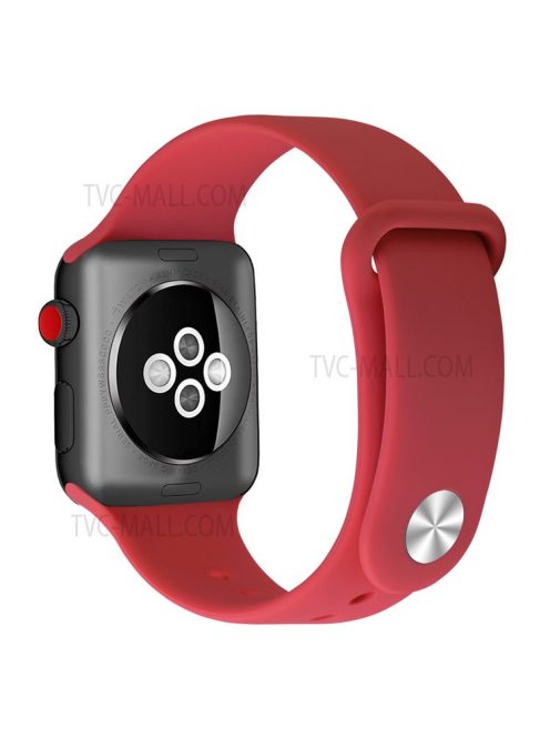 Snap Button Adjustment Silicone Watch Band Strap for Apple Watch Series 10 42mm / 9 8 7 41mm / 6 5 4 SE SE (2022) SE (2023) 40mm / 3 2 1 38mm - Red