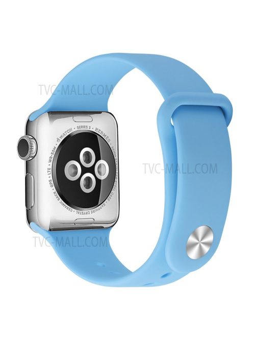 Snap Button Adjustment Silicone Watch Band Strap for Apple Watch Series 10 42mm / 9 8 7 41mm / 6 5 4 SE SE (2022) SE (2023) 40mm / 3 2 1 38mm - Sky Blue