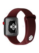 Snap Button Adjustment Silicone Watch Band Strap for Apple Watch Series 10 42mm / 9 8 7 41mm / 6 5 4 SE SE (2022) SE (2023) 40mm / 3 2 1 38mm - Wine Red