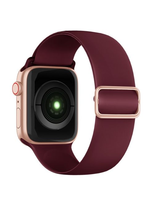 Soft Silicone Watch Band Adjustable Replacement Straps for Apple Watch Series 7 45mm - Wine Red