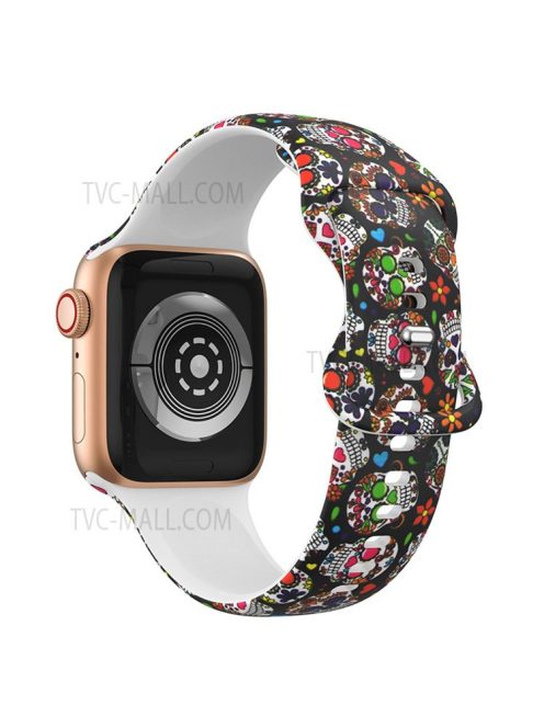 Soft Silicone Watch Strap with 8-shaped Buckle for Apple Watch Series 10 42mm / 9 8 7 41mm / 6 5 4 SE SE (2022) SE (2023) 40mm / 3 2 1 38mm - Colorful Skull