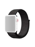 Solid Color Nylon Loop Fastener Smart Watch Strap for Apple Watch Series 10 42mm / 9 8 7 41mm / SE (2023) SE (2022) SE 6 5 4 40mm / 3 2 1 38mm - Black