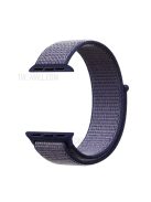 Solid Color Nylon Loop Fastener Smart Watch Strap for Apple Watch Series 10 42mm / 9 8 7 41mm / SE (2023) SE (2022) SE 6 5 4 40mm / 3 2 1 38mm - Dark Blue