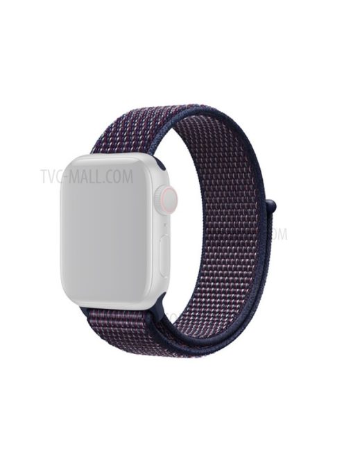 Solid Color Nylon Loop Fastener Smart Watch Strap for Apple Watch Series 10 42mm / 9 8 7 41mm / SE (2023) SE (2022) SE 6 5 4 40mm / 3 2 1 38mm - Indigo Blue