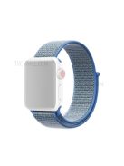 Solid Color Nylon Loop Fastener Smart Watch Strap for Apple Watch Series 10 42mm / 9 8 7 41mm / SE (2023) SE (2022) SE 6 5 4 40mm / 3 2 1 38mm - Lake Blue