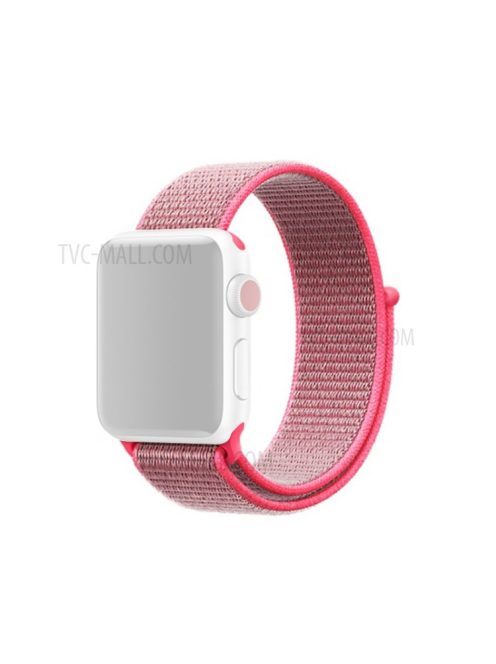 Solid Color Nylon Loop Fastener Smart Watch Strap for Apple Watch Series 10 42mm / 9 8 7 41mm / SE (2023) SE (2022) SE 6 5 4 40mm / 3 2 1 38mm - Rose