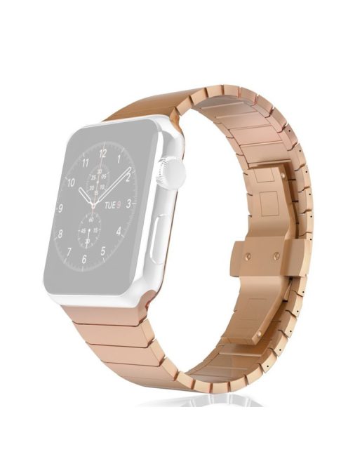 Solid Stainless Steel Link Bracelet Watch Strap for Apple Watch Series 10 42mm / 9 8 7 41mm / SE (2023) SE (2022) SE 6 5 4 40mm / 3 2 1 38mm - Rose Gold Color