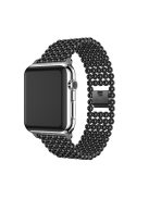 Solid Zinc Alloy Beads Link Chain Watch Band for Apple Watch Series 10 42mm / 9 8 7 41mm / SE (2023) SE (2022) SE 6 5 4 40mm / 3 2 1 38mm - Black