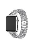 Solid Zinc Alloy Beads Link Chain Watch Strap Replacement for Apple Watch Series 10 42mm / 9 8 7 41mm / SE (2023) SE (2022) SE 6 5 4 40mm / 3 2 1 38mm - Silver Color