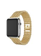 Solid Zinc Alloy Beads Link Chain Wrist Watch Band for Apple Watch Series 10 42mm / 9 8 7 41mm / SE (2023) SE (2022) SE 6 5 4 40mm / 3 2 1 38mm - Gold Color