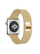 Solid Zinc Alloy Beads Link Chain Wrist Watch Band for Apple Watch Series 10 42mm / 9 8 7 41mm / SE (2023) SE (2022) SE 6 5 4 40mm / 3 2 1 38mm - Gold Color