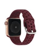 Sport Bands for Apple Watch Series 10 42mm / 9 8 7 41mm / SE (2023) SE (2022) SE 6 5 4 40mm / 3 2 1 38mm Soft Silicone Hollow Waterproof Watch Strap - Wine Red