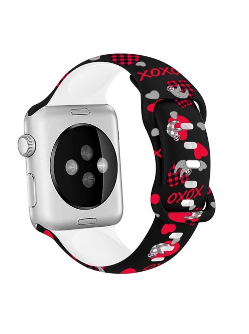 Sport Strap for Apple Watch Series 10 42mm / 9 8 7 41mm / SE (2023) SE (2022) SE 6 5 4 40mm / 3 2 1 38mm Silicone Pattern Watch Band - Hugging Panda / Black 02