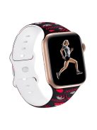 Sport Strap for Apple Watch Series 10 42mm / 9 8 7 41mm / SE (2023) SE (2022) SE 6 5 4 40mm / 3 2 1 38mm Silicone Pattern Watch Band - Hugging Panda / Black 02