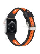 Sports Bi-Color Watch Band Breathable Silicone Strap for Apple Watch Series 10 42mm / 9 8 7 41mm / 6 5 4 SE SE (2022) SE (2023) 40mm / 3 2 1 38mm - Black / Orange