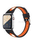 Sports Bi-Color Watch Band Breathable Silicone Strap for Apple Watch Series 10 42mm / 9 8 7 41mm / 6 5 4 SE SE (2022) SE (2023) 40mm / 3 2 1 38mm - Black / Orange