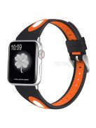 Sports Bi-Color Watch Band Breathable Silicone Strap for Apple Watch Series 10 42mm / 9 8 7 41mm / 6 5 4 SE SE (2022) SE (2023) 40mm / 3 2 1 38mm - Black / Orange