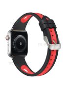 Sports Bi-Color Watch Band Breathable Silicone Strap for Apple Watch Series 10 42mm / 9 8 7 41mm / 6 5 4 SE SE (2022) SE (2023) 40mm / 3 2 1 38mm - Black / Red