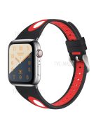 Sports Bi-Color Watch Band Breathable Silicone Strap for Apple Watch Series 10 42mm / 9 8 7 41mm / 6 5 4 SE SE (2022) SE (2023) 40mm / 3 2 1 38mm - Black / Red