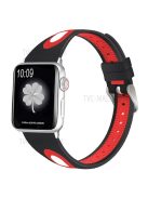 Sports Bi-Color Watch Band Breathable Silicone Strap for Apple Watch Series 10 42mm / 9 8 7 41mm / 6 5 4 SE SE (2022) SE (2023) 40mm / 3 2 1 38mm - Black / Red