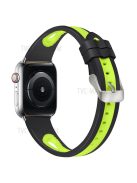 Sports Bi-Color Watch Band Breathable Silicone Strap for Apple Watch Series 10 42mm / 9 8 7 41mm / 6 5 4 SE SE (2022) SE (2023) 40mm / 3 2 1 38mm - Black / Yellow