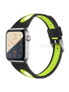 Sports Bi-Color Watch Band Breathable Silicone Strap for Apple Watch Series 10 42mm / 9 8 7 41mm / 6 5 4 SE SE (2022) SE (2023) 40mm / 3 2 1 38mm - Black / Yellow