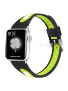 Sports Bi-Color Watch Band Breathable Silicone Strap for Apple Watch Series 10 42mm / 9 8 7 41mm / 6 5 4 SE SE (2022) SE (2023) 40mm / 3 2 1 38mm - Black / Yellow