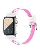 Sports Bi-Color Watch Band Breathable Silicone Strap for Apple Watch Series 10 42mm / 9 8 7 41mm / 6 5 4 SE SE (2022) SE (2023) 40mm / 3 2 1 38mm - White / Pink