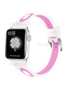 Sports Bi-Color Watch Band Breathable Silicone Strap for Apple Watch Series 10 42mm / 9 8 7 41mm / 6 5 4 SE SE (2022) SE (2023) 40mm / 3 2 1 38mm - White / Pink