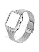 Stainless Steel Milanese Watch Strap with Rhinestone Watch Cover for Apple Watch Series 3 / 2 / 1 38mm - Silver