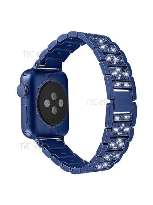 Stainless Steel Rhinestone Smart Watch Strap Watchband Replacement for Apple Watch Series 10 46mm / Ultra 2 Ultra 49mm / 9 8 7 45mm / SE (2023) SE (2022) SE 6 5 4 44mm / 3 2 1 42mm - Blue