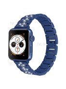 Stainless Steel Rhinestone Smart Watch Strap Watchband Replacement for Apple Watch Series 10 46mm / Ultra 2 Ultra 49mm / 9 8 7 45mm / SE (2023) SE (2022) SE 6 5 4 44mm / 3 2 1 42mm - Blue