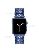 Stainless Steel Rhinestone Smart Watch Strap Watchband Replacement for Apple Watch Series 10 46mm / Ultra 2 Ultra 49mm / 9 8 7 45mm / SE (2023) SE (2022) SE 6 5 4 44mm / 3 2 1 42mm - Blue