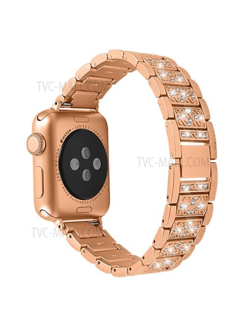 Stainless Steel Rhinestone Smart Watch Strap Watchband Replacement for Apple Watch Series 10 46mm / Ultra 2 Ultra 49mm / 9 8 7 45mm / SE (2023) SE (2022) SE 6 5 4 44mm / 3 2 1 42mm - Gold