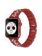 Stainless Steel Rhinestone Smart Watch Strap Watchband Replacement for Apple Watch Series 10 46mm / Ultra 2 Ultra 49mm / 9 8 7 45mm / SE (2023) SE (2022) SE 6 5 4 44mm / 3 2 1 42mm - Red