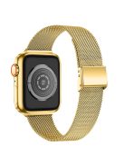 Stainless Steel Smart Watch Strap Adjustable Milanese Metal Watchband for Apple Watch Series 10 46mm / Ultra 2 Ultra 49mm / 9 8 7 45mm / SE (2023) SE (2022) SE 6 5 4 44mm / 3 2 1 42mm - Gold