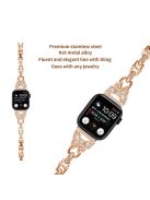 Stainless Steel Watch Band for Apple Watch Series 10 46mm / Ultra 2 Ultra 49mm /  Series 9 8 7 45mm / 6 5 4 SE (2023) SE (2022) SE 44mm / 3 2 1 42mm Butterfly Rhinestone Bracelet Strap - Rose Gold