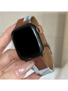 Strap For Apple Watch Series 10 42mm / 9 8 7 41mm / 6 5 4 SE (2023) SE (2022) SE 40mm / 3 2 1 38mm Denim+PU Leather Watch Band - Blue Dyeing+Brown