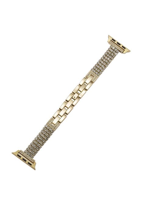 Strap For Apple Watch Series 10 42mm / 9 8 7 41mm / SE (2023) SE (2022) SE 6 5 4 40mm / 3 2 1 38mm 4-Rows Rhinestone Zinc Alloy Watch Band - Gold