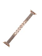 Strap For Apple Watch Series 10 42mm / 9 8 7 41mm / SE (2023) SE (2022) SE 6 5 4 40mm / 3 2 1 38mm 4-Rows Rhinestone Zinc Alloy Watch Band - Rose Gold