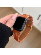 Strap For Apple Watch Series 10 42mm / 9 8 7 41mm / SE (2023) SE (2022) SE 6 5 4 40mm / 3 2 1 38mm Genuine Cow Leather Watch Band - Orange