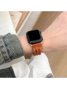 Strap For Apple Watch Series 10 42mm / 9 8 7 41mm / SE (2023) SE (2022) SE 6 5 4 40mm / 3 2 1 38mm Genuine Cow Leather Watch Band - Orange