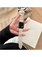 Strap For Apple Watch Series 10 42mm / 9 8 7 41mm / SE (2023) SE (2022) SE 6 5 4 40mm / 3 2 1 38mm Genuine Cow Leather Watch Band - White