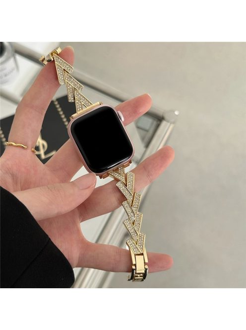 Strap For Apple Watch Series 10 42mm / 9 8 7 41mm / SE (2023) SE (2022) SE 6 5 4 40mm / 3 2 1 38mm Zinc Alloy Watch Band - Golden