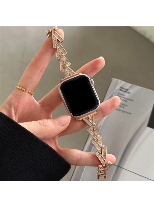 Strap For Apple Watch Series 10 42mm / 9 8 7 41mm / SE (2023) SE (2022) SE 6 5 4 40mm / 3 2 1 38mm Zinc Alloy Watch Band - Rose Gold