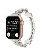 Strap for Apple Watch Series 10 42mm / 9 8 7 41mm / SE (2023) SE (2022) SE 6 5 4 40mm / 3 2 1 38mm Zinc Alloy Watch Strap - Color Flower / Silver